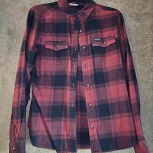 Columbia Red Plaid Button Up